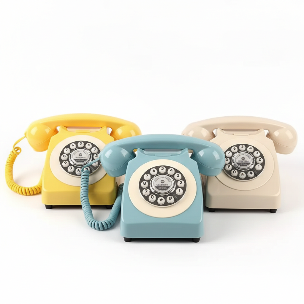 Set van 3 vintage telefoons als audio gastenboek